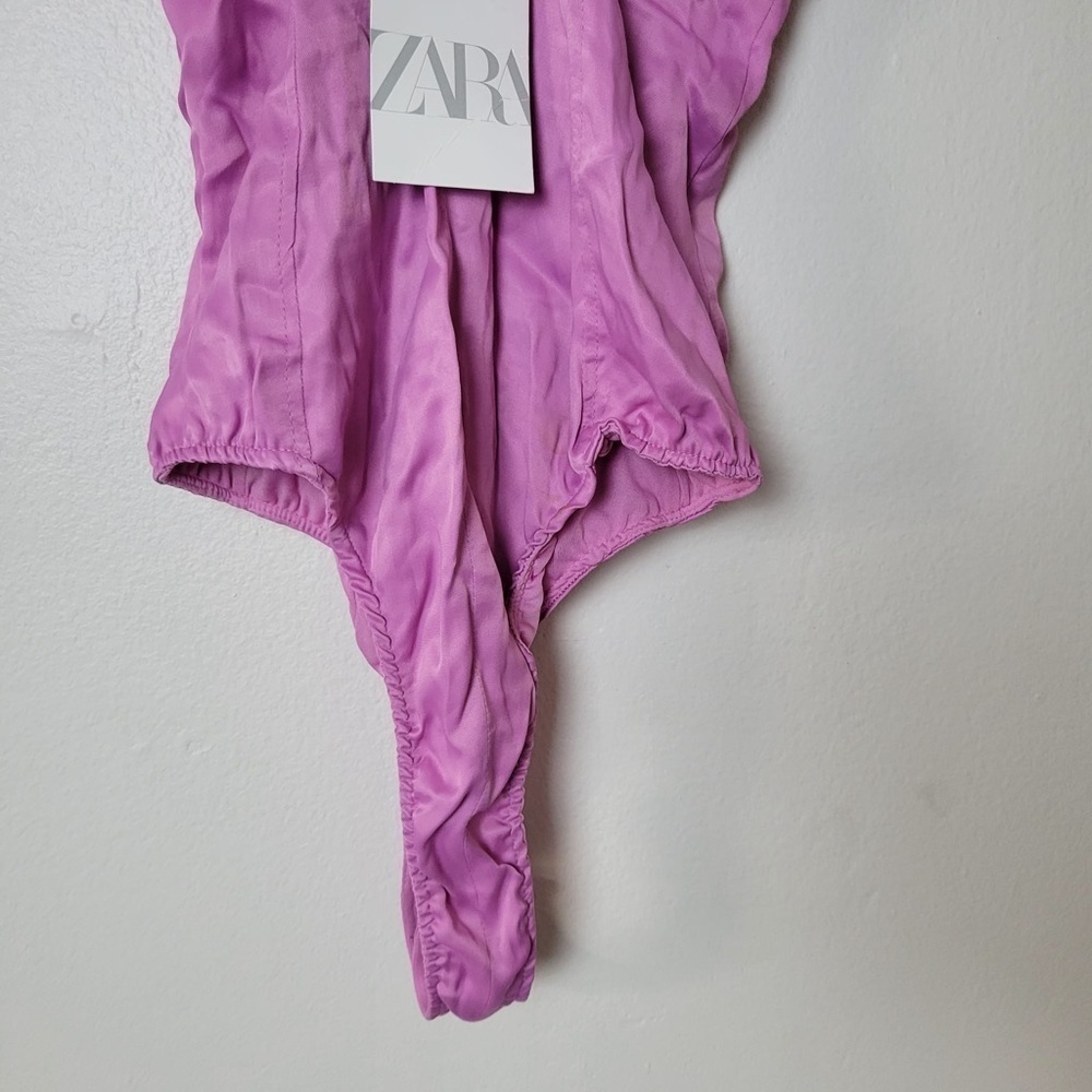 NWT ZARA  SATIN-EFFECT STRAPPY BODYSUIT Pink Size Small Ref 4661/480 - Picture 10 of 14